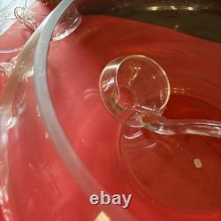 MODERNO-EXQUISITE, Hand Blown Punch Bowl Set-12 Cups- Vtg(S4)
