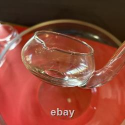 MODERNO-EXQUISITE, Hand Blown Punch Bowl Set-12 Cups- Vtg(S4)