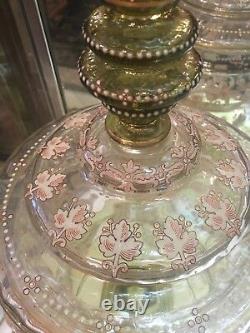 MOSER. RARE Highly Decorative Bohemian Glass Punch Bowl And 7 Cups 18 Inches