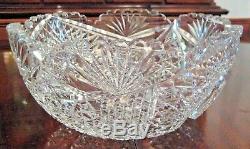 Magnificent American Brilliant Saw-tooth Cut Glass Punch Bowl Matching Pedestal