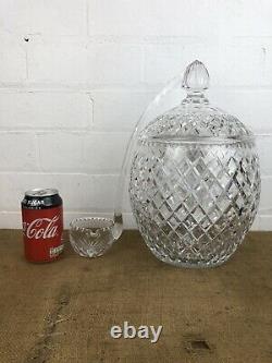 Magnificent Antique Cut Crystal Lidded Punch Bowl with Cut Glass Ladel