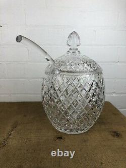 Magnificent Antique Cut Crystal Lidded Punch Bowl with Cut Glass Ladel