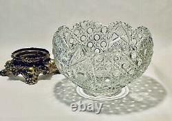 Magnificent Vintage Smith Daisy & Button Punch Bowl With Brass Stand, Silver Ladle