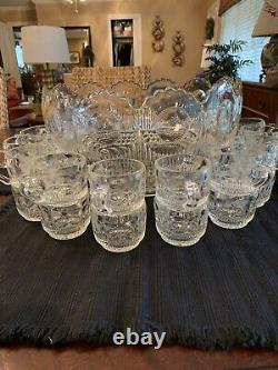 Manhattan 1910 LE SMITH 1955 Punch Bowl Scalloped Edge 14 Mid Century 24 Cups