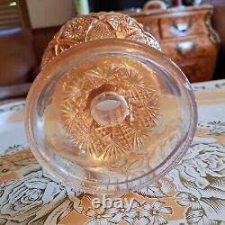 Marigold Carnival Glass Base Punch Bowl Stand Sunburst 5 1/2