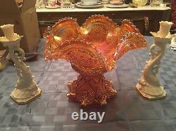 Marigold Carnival Glass PUNCH BOWL -2 pieces BEAUTIFUL