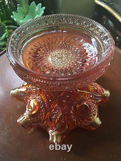 Marigold Carnival Glass PUNCH BOWL -2 pieces BEAUTIFUL