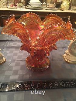 Marigold Carnival Glass PUNCH BOWL -2 pieces BEAUTIFUL
