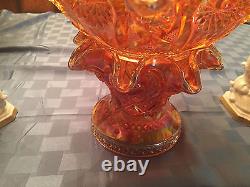 Marigold Carnival Glass PUNCH BOWL -2 pieces BEAUTIFUL