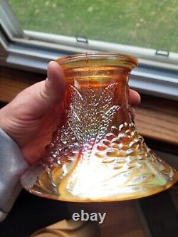 Marigold Fenton Carnival Glass Orange Tree Pattern Punch Bowl & 6 Punch Cups