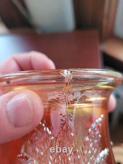 Marigold Fenton Carnival Glass Orange Tree Pattern Punch Bowl & 6 Punch Cups