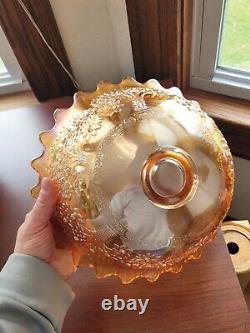 Marigold Fenton Carnival Glass Orange Tree Pattern Punch Bowl & 6 Punch Cups