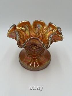 Marigold Imperial Carnival Glass Punch Bowl and Base Hobster and Arches Ruffled
