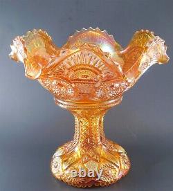 Marigold Imperial Glass Co. Hobstar Carnival Twins Punch Bowl Set Beautiful