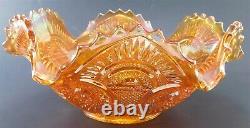 Marigold Imperial Glass Co. Hobstar Carnival Twins Punch Bowl Set Beautiful