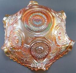 Marigold Imperial Glass Co. Hobstar Carnival Twins Punch Bowl Set Beautiful