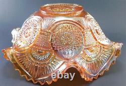 Marigold Imperial Glass Co. Hobstar Carnival Twins Punch Bowl Set Beautiful