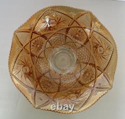 Marigold Imperial Glass Punch Bowl Whirling Star And 6 Glasses Gorgeous Vintage