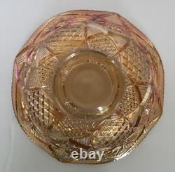 Marigold Imperial Glass Punch Bowl Whirling Star And 6 Glasses Gorgeous Vintage