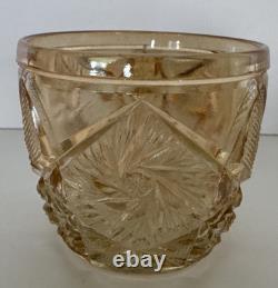 Marigold Imperial Glass Punch Bowl Whirling Star And 6 Glasses Gorgeous Vintage