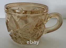 Marigold Imperial Glass Punch Bowl Whirling Star And 6 Glasses Gorgeous Vintage