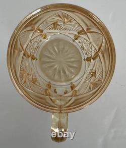 Marigold Imperial Glass Punch Bowl Whirling Star And 6 Glasses Gorgeous Vintage