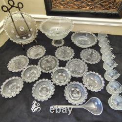 Masserini Barocco 24pc Italian Glass Punch Bowl & Serving Set Plates Bowl Bubble