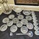 Masserini Barocco 24pc Italian Glass Punch Bowl & Serving Set Plates Bowl Bubble