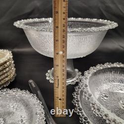 Masserini Barocco 24pc Italian Glass Punch Bowl & Serving Set Plates Bowl Bubble