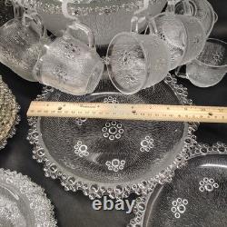 Masserini Barocco 24pc Italian Glass Punch Bowl & Serving Set Plates Bowl Bubble Masserini Barocco 24pc Italian Glass Punch Bowl & Serving Set Plates Bowl Bubble
