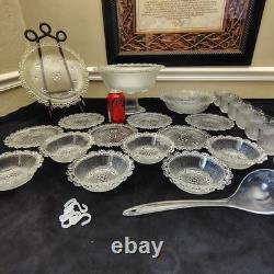 Masserini Barocco 24pc Italian Glass Punch Bowl & Serving Set Plates Bowl Bubble Masserini Barocco 24pc Italian Glass Punch Bowl & Serving Set Plates Bowl Bubble