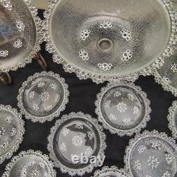 Masserini Barocco 24pc Italian Glass Punch Bowl & Serving Set Plates Bowl Bubble