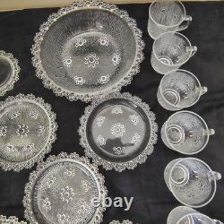 Masserini Barocco 24pc Italian Glass Punch Bowl & Serving Set Plates Bowl Bubble