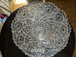 Massive Antique 20+ Cup Pressed Glass Punch Bowl on Base