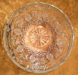 Massive Bohemian Cut Crystal Glass Centerpiece Punch Bowl 11 Pinwheel fans star