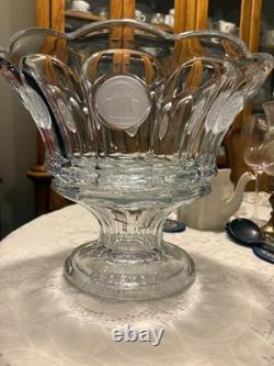 Massive Fostoria Clear Coin Glass Punch Bowl Pressed Glass Frosted Designs