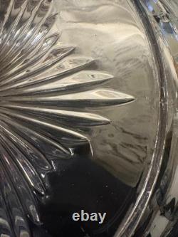Massive Fostoria Clear Coin Glass Punch Bowl Pressed Glass Frosted Designs