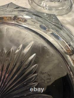 Massive Fostoria Clear Coin Glass Punch Bowl Pressed Glass Frosted Designs