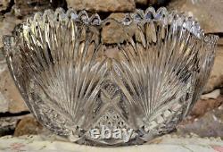 McKee Brothers Glass Champion Fan withCrossbars HUGE Punch Bowl 15 EAPG c. 1896