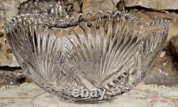 McKee Brothers Glass Champion Fan withCrossbars HUGE Punch Bowl 15 EAPG c. 1896