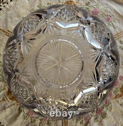 McKee Brothers Glass Champion Fan withCrossbars HUGE Punch Bowl 15 EAPG c. 1896