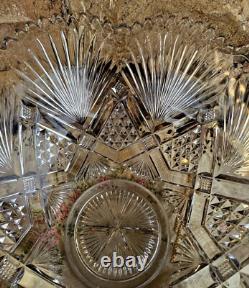 McKee Brothers Glass Champion Fan withCrossbars HUGE Punch Bowl 15 EAPG c. 1896