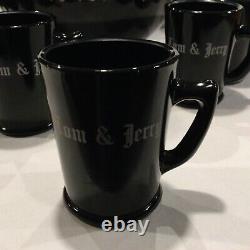 McKee Glass Black Tom and Jerry Punch Bowl and 12 Mugs