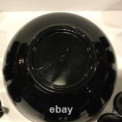 McKee Glass Black Tom and Jerry Punch Bowl and 12 Mugs