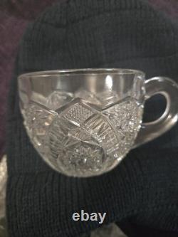 McKee Glass Concord Clear Glass Pedestal Punch Bowl Set 5 Cups, Stand, & Ladel