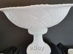 McKee Milk Glass Pedestal Punch Bowl Set Concord Early American Vintage