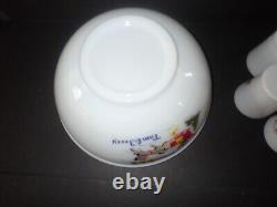 McKee Tom Jerry Milk Glass Egg Nog Punch Bowl Set 6 Mugs Red White Sleigh Ride
