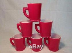 McKee Tom & Jerry Punch Bowl 6 Mugs Milk Glass Set RARE Red