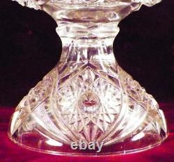 McKee Yultec Punch Bowl Early American Pattern Glass Clear Hobstars Antique