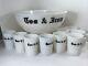 Mckee Tom Jerry Glass Holiday Punch Bowl Set 10 Mugs Black White Egg Nog